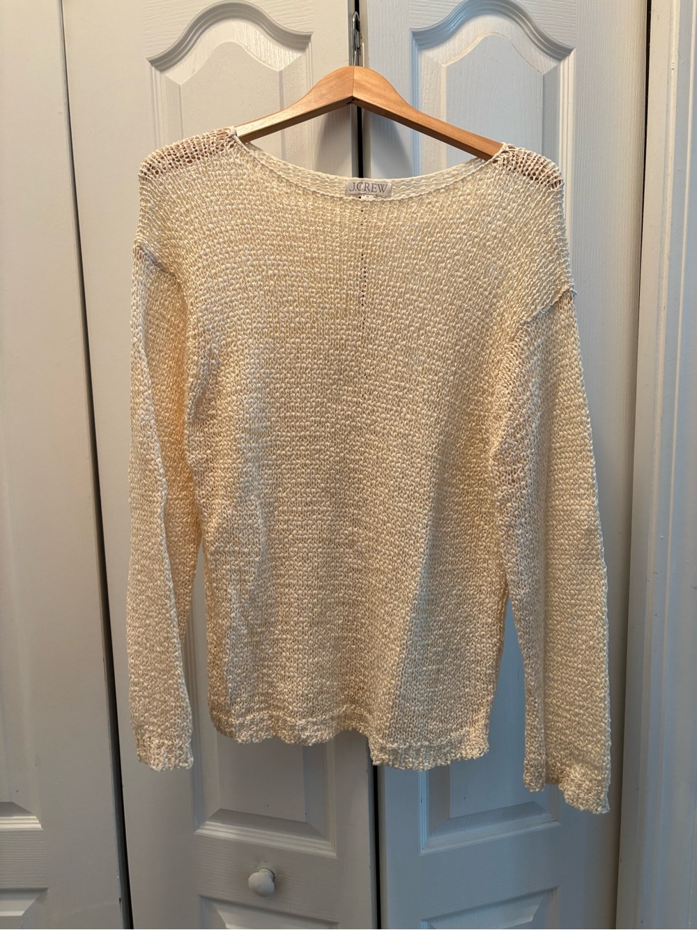J. Crew Montauk Cream Textured Scoop Neck Sweater